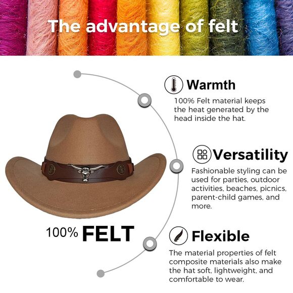 8623 Classic Western Cowboy Cap For Men Womens Wide Brim Fedora Cowgirl Hat main image 5